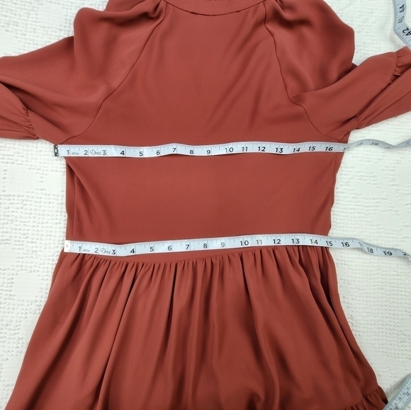 Amanda Uprichard Maroon Alexis Bell Sleeve Mini Dress Size Extra Small - Picture 7 of 8
